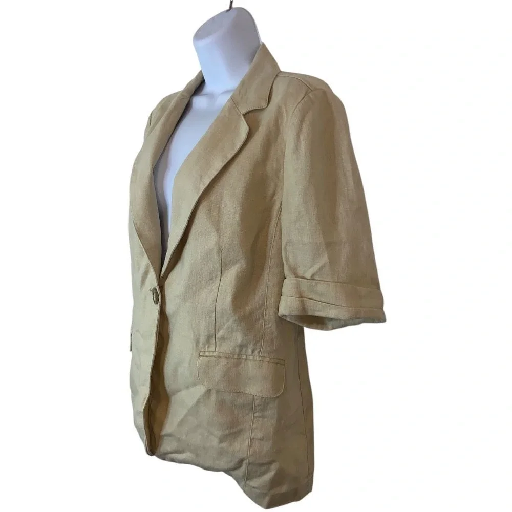 CAbi Beige Short-Sleeve Linen Blazer - Picture 4 of 8